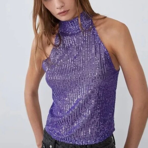 NEW NWT Zara Sequin Tank Top L - Picture 1 of 5